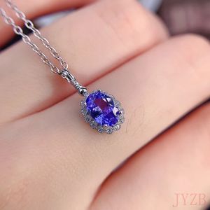 Collier pendentif en pierre colorée élégante, Tanzanite naturelle, argent sterling, bijoux de tempérament 68mm, 240228