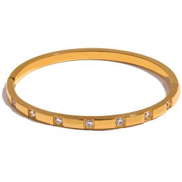 Bracelet élégant en zircone cubique, or jaune 14 carats, bijoux étanches pour femmes, breloque à la mode