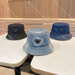 Chapeaux de seau en Denim de styliste élégant, chapeaux de pêcheur de marque, icône Triangle, chapeaux de seau, Casquettes