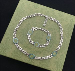 Stijlvolle designer emaille armband ketting set dubbele letters kettingarmbanden met postzegels dames sieraden sets4852902