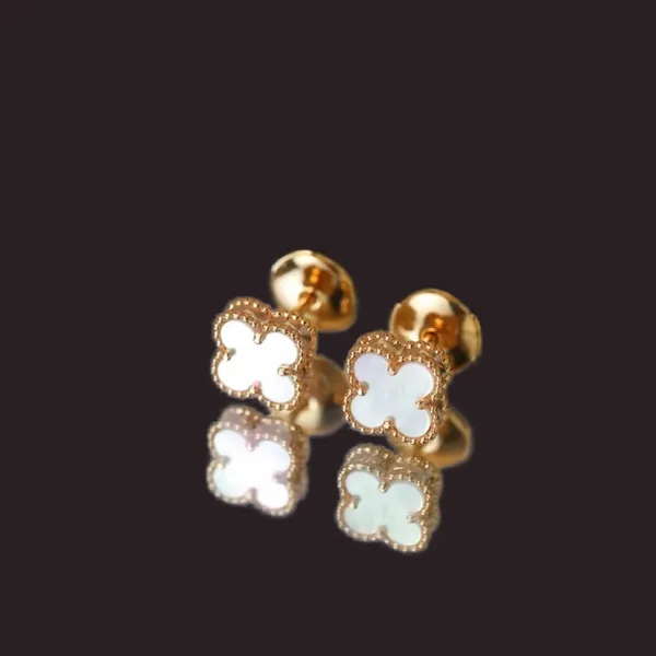 Élégants boucles d'oreilles Designer pour femmes trèfle ohrringe diamant exquis boucles d'oreilles en or
