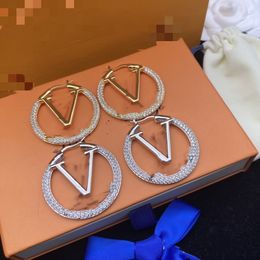 Stijlvolle oorbellen Letterhanger 18K vergulde luxe grote gouden oorbellen voor dames, glamoureuze meisjes stud Valentijnsdagcadeaus voor verloving