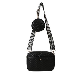 Stijlvolle geborduurde Crossbody-broodje met enkele schouder Moedertas Golvende geborduurde vierkante tassen Damesportemonnee met munt Crossbody-telefoontas met brede riem