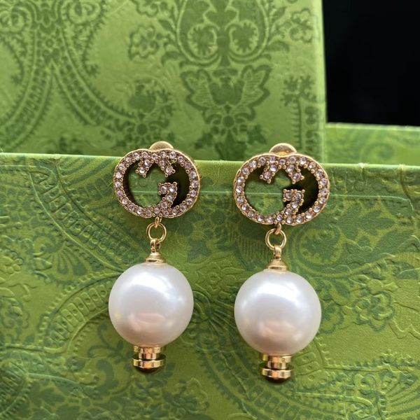 Boucles d'oreilles à breloques en perles pour femmes, bijoux élégants et exquis, simples, de styliste, à la mode, en Europe et en amérique