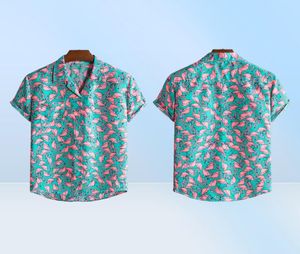 Stijlvolle Flamingo Print Hawaiian Aloha Shirt Heren Zomer Nieuwe Korte Sve Strand Shirts Heren Vakantie Feest Vakantie Kleding2296373