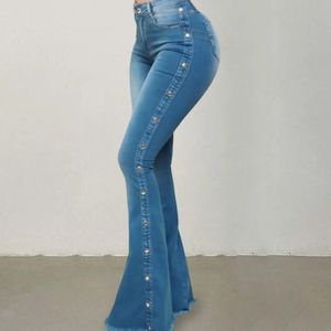 Stijlvolle flare jeans controle buik skintouch skinny dames wide been denim broek 240423