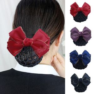 Élégant Floral Tissu Ruban Arc Barrette Lady Pince À Cheveux Couverture Net Tulle Bowknot Bun Snood Femmes Hairgrips Épingles À Cheveux Accessoires