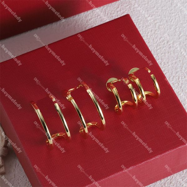 Pendientes con colgante dorado con estilo para mujer, aretes de aro con letras, colgantes de oro, gotas para los oídos de tamaño pequeño y grande con caja