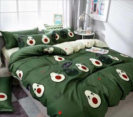 Elegante juego de cama de aguacate verde, sábanas y fundas de cama, fundas de almohada, juego de cama 7278891