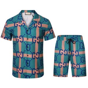 Stijlvolle Hawaiiaanse ontwerper Men's Casual Floral Alphabet 3D Gedrukt Summer Resort Beach Shirt Set maat M-XXXL #A5