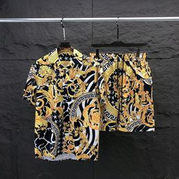 Stijlvolle Hawaiiaanse ontwerper Casual overhemd voor heren Set met bloemenalfabet 3D-geprint Zomerstrandresort Strandoverhemd Set Maat M-XXXL #011