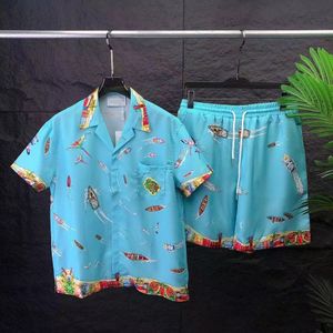 Stijlvolle Hawaiiaanse ontwerper Herencasual shirt Set Floral Alphabet 3D Gedrukt Summer Beach Resort Beach Shirt Set maat M-XXXL #A14