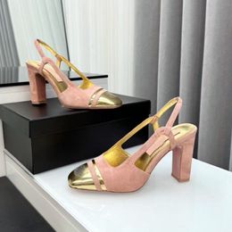Sandales élégantes à talons hauts pour femmes Pantoufles en cuir de luxe d'été Chaussures de soirée à talons épais sexy Chaussures de mariage de haute qualité 8 cm 4 cm avec boîte
