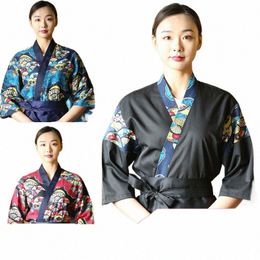 Uniforme de sushi japonais élégant pour chef hommes femmes Kimo pour serveur de restaurant Waitr T4Lr #