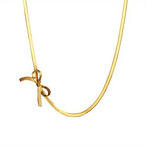 Stijlvolle sieraden 18K Gold vergulde roestvrijstalen sieraden Fashion Snake Chain Love Bow Knot ketting voor vrouwen