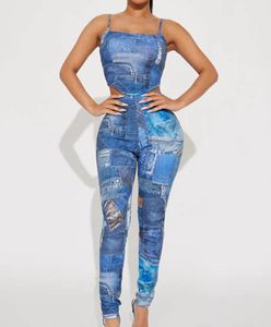Élégant patchwork à imprimé géométrique élégant Ensemble de braquages pour femmes et combinaisons de pantalons maigres 2024 Summer Skinny Tenues