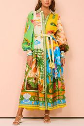 Élégante robe de chemise imprimée Tropicale 2024 Femmes d'été