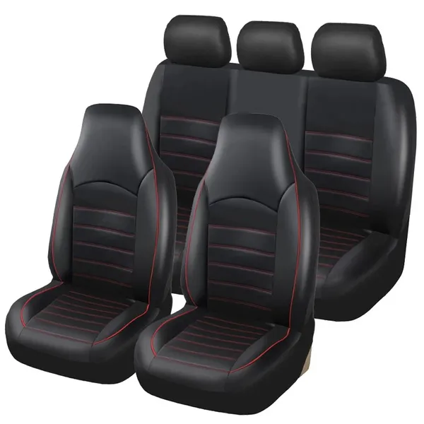 Elegante funda de cuero para asiento de coche, respaldo alto, funda de asiento tipo cubo con airbag, sin lavado, universal, se adapta a la mayoría de los cojines de temporada del coche