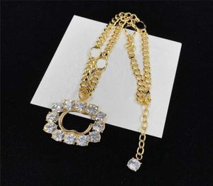 Stijlvolle letter Designer ketting metalen ketting diamant hanger kettingen dames strass kristal sieraden voor meisje verjaardag cadeau9746107
