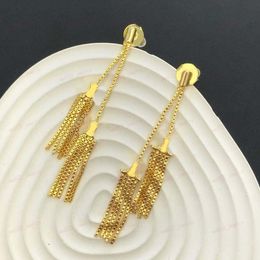 Boucles d'oreilles longues pampilles élégantes, or/argent, 2 couleurs, bijoux de créateur, matériau en laiton de haute qualité avec aiguille en argent 925, mariages, fêtes, banquets, cadeaux, vente en gros