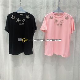 Chemise ample élégante à cinq branches, t-shirt décoratif avec Logo en diamant, chemises d'été respirantes à manches courtes