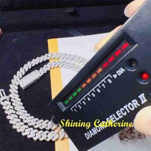 Stijlvolle Luxe Vrouwen Mannen Sieraden Cubaanse Ketting 8mm 10mm 2 Rijen Vvs Moissanite Diamond Iced Out Cubaanse Link Chain Xkitm