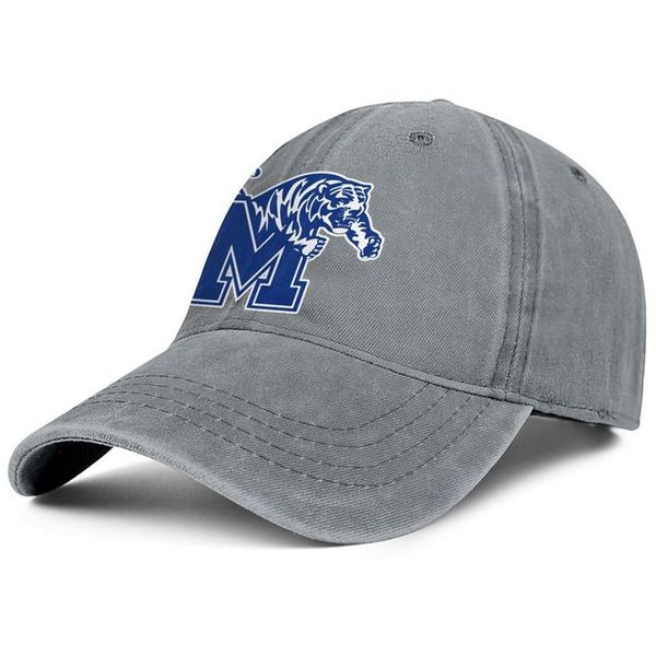 Élégant Memphis Tigers Basketball Blue Logo Unisex Denim Baseball Cap Fitted Cute Hats logo Grey Camouflage Noix de coco Noyau Smok215b