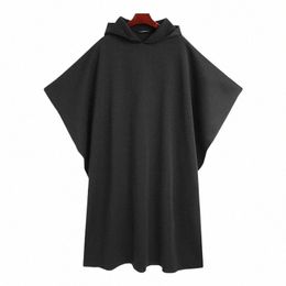 Hommes élégants Manteaux à capuche Cape Solide Lâche 2023 Streetwear Style Punk Coupe-vent Hommes Lg Trench Chic Hiver Pcho INCERUN e9ur #