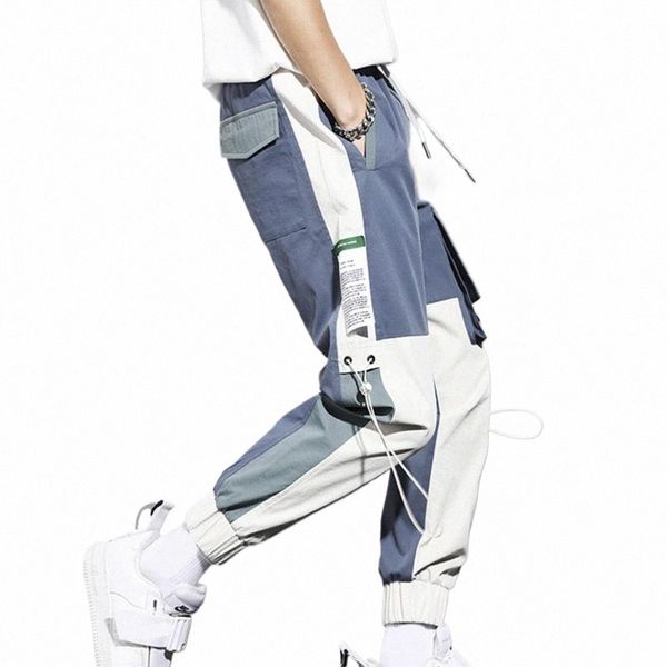 Pantalon sarouel élégant pour hommes, style coréen, cargo, multi-poches, taille moyenne, à lacets, Dring X5NM #