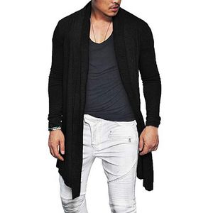 Élégant hommes Cardigan cascade à manches longues manteau Trench Cardigan manteau coupe ajustée automne printemps hommes vêtements Hombre couleur unie