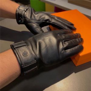 Lettre en métal élégant hommes gants en cuir plus mitaines en peluche automne hiver gant chaud mitaine de conduite en plein air pour petit ami père cadeau avec boîte