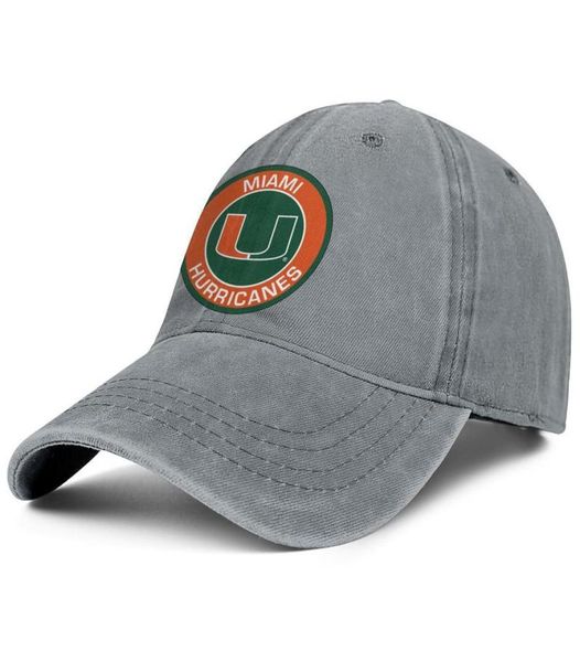 Casquette de baseball en denim unisexe avec logo rond élégant des Hurricanes de Miami Cool Uniquel Hats logo de football Football vert drapeau américain Core Smoke M5593107
