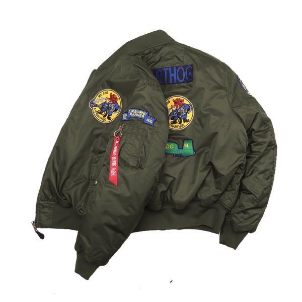 Nueva y elegante chaqueta de vuelo gruesa, ropa de carreras bonita y rufián, versión alfa MA-1 de la chaqueta de béisbol estadounidense para hombres