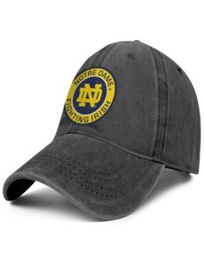 Élégant Notre Dame Fighting Irish Round Logo Casquette de baseball en denim unisexe Cool Team Hats logo de football Core Smoke old Print USA flag 9662047