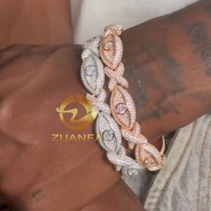 Rappeur élégant Hip Hop Jewelry Evil Eye VVS Bracelet cubain Sier Iced Out Moisanite Bracelet Men