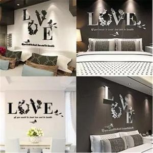 Stijlvolle verwijderbare 3D-blad Love Wall Sticker Art Vinyl Decals Home Decor 70 * 33,8cm