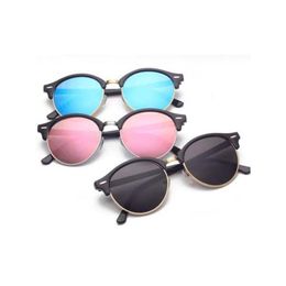 Lunettes de soleil rondes élégantes femmes demi-cadres designers lunettes miroir lunettes de soleil extérieures UV400 de qualité supérieure pour dames avec étuis2659