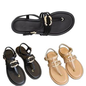 Elegante sandles para mujeres diseñadora de la oficina sandale femme sandalias planas de plantilla suave chanclas de plantilla diseñador sandalias planas zapatillas de playa zapatos al aire libre