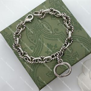 Stijlvolle zilveren armbanden ketting sieradensets in elkaar grijpende letterkettingarmband met doos