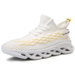 Chaussures de sport élégantes Baskets de plein air à rayures jaunes blanches Remise Hommes Femmes Usine Vente directe Chaussure de sport
