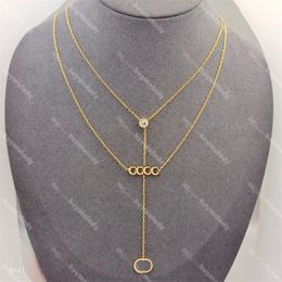 Colliers élégants avec pendentif en acier inoxydable, pendentifs avec lettres, Double chaîne, bijoux