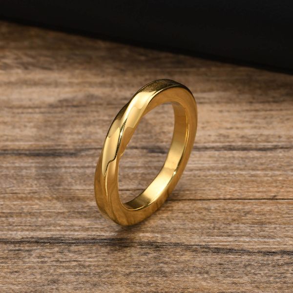 Déclaration élégante anneaux mobius pour hommes, étanche à 14 bandes de doigts solides en or, amour pour toujours promesse bijoux de cadeaux