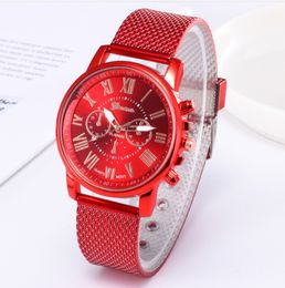 Estilo elegante SHSHD Marca Geneva cwp Reloj para hombre Relojes de cuarzo de doble capa para mujer Relojes de pulsera con correa de malla de plástico