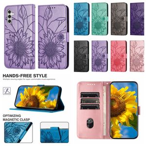 Stijlvolle zonnebloem pu lederen portemonnee kisten voor Google Pixel 8 Pro 7 7A 6 6a Moto G73 E13 G72 G62 G52 G52 G53 Edge 30 Lite Fashion Flower ID Card Slot Cash Flip Cover Book Pouch