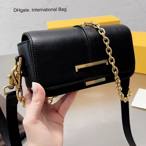 Elegante bolso de cuero con hebilla en forma de T, bolsos de diseñador de lujo para mujer, bolso de mensajero de alta calidad con correas desmontables, hombro, bandolera, cintura, pecho o bolso de cadena