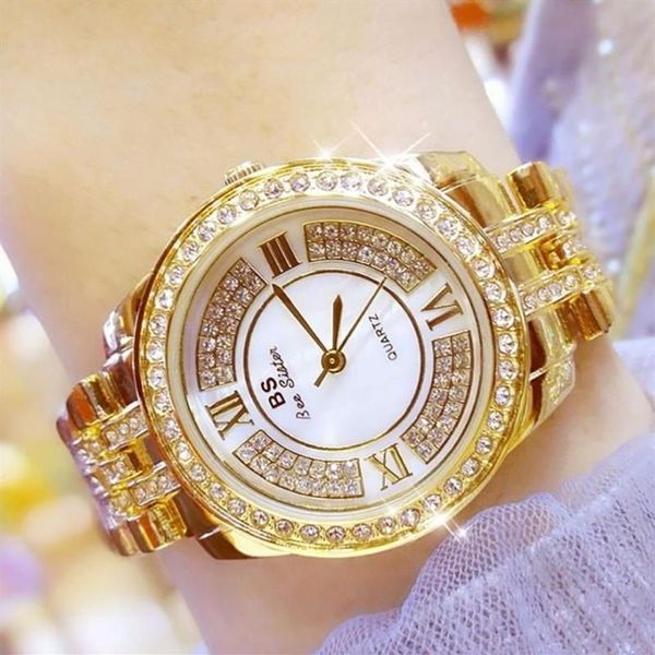 Relojes de moda con estilo, color dorado, plateado, rosa, dorado, INS, con diamantes completos, relojes de vestir para mujer, brillantes y elegantes para niñas, GIFT218Z