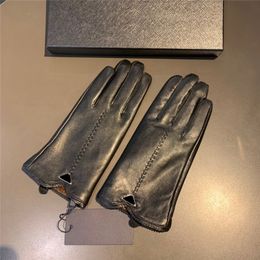 Élégant Vague Fleurs Gants En Cuir Écran Tactile Gant Designer Automne Hiver Chaud Mitaines Plus Velours Mitaine Avec Boîte