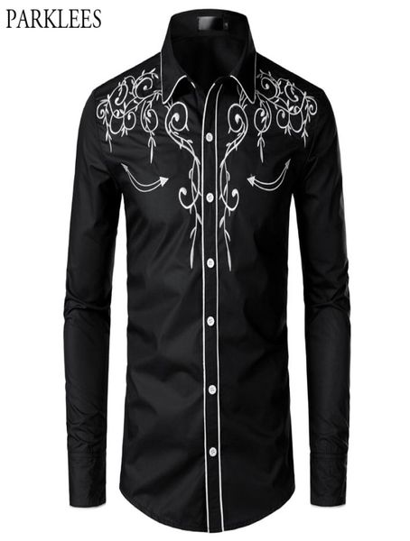 Élégant Western Cowboy chemise hommes marque Design broderie Slim Fit décontracté à manches longues chemises hommes fête de mariage chemise pour homme 21044861687