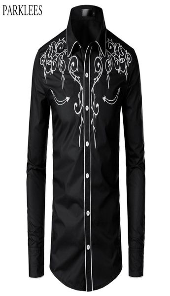 Élégant Western Cowboy chemise hommes marque Design broderie Slim Fit décontracté à manches longues chemises hommes fête de mariage chemise pour homme 21047031954