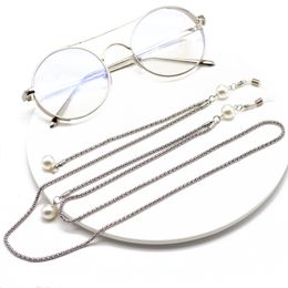 Mujeres elegantes Huecar o cuentas de pedantes Cadenas de gafas de sol livianas de metal dorado plateado lanyord gafas de cuerda con antihorro